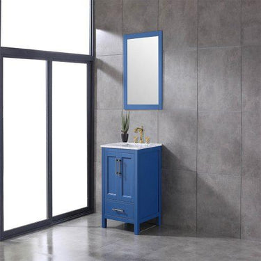Eviva Navy 24″ Deep Blue Transitional Bathroom Vanity w/ White Carrara Top Vanity Eviva